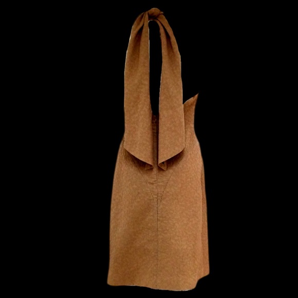 Vintage Yves Saint Laurent Runway Minimalist Halter Strap Textured Sheath Dress - Picture 4 of 8